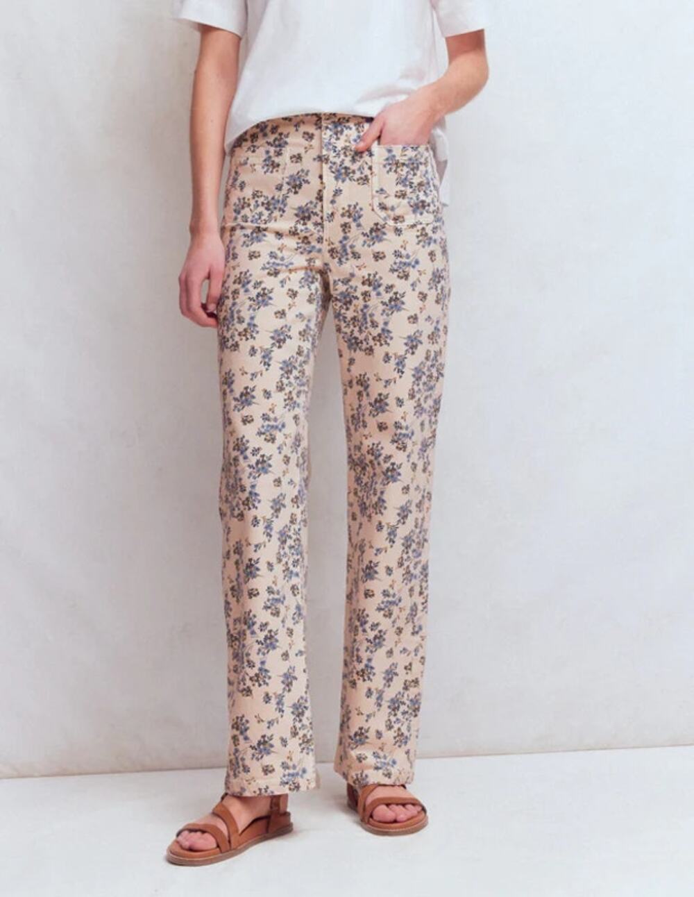 NEW Boden Floral Jeans Women's Multicolor Straight Leg High Rise Size 25R